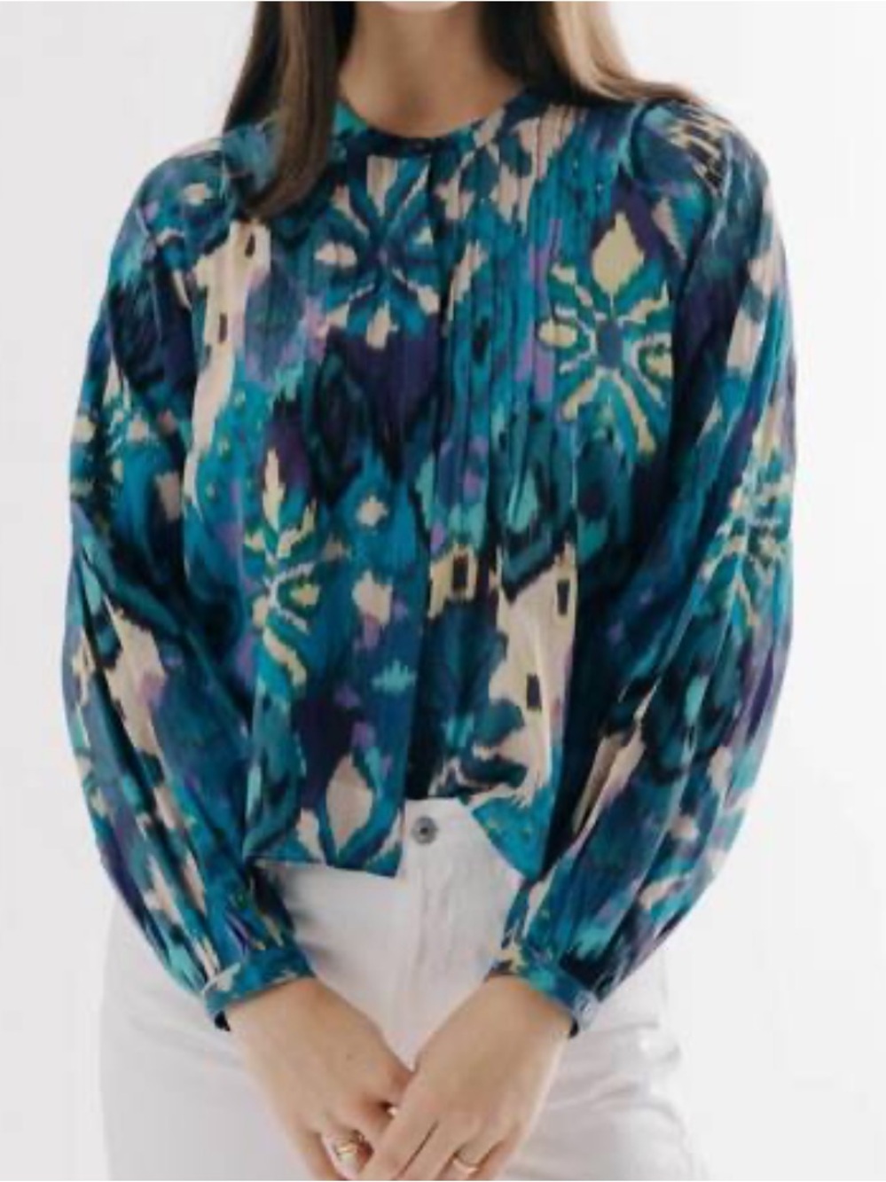 LOVE THE LABEL WOMENS LAVINA TOP BLOUSE BUTTON DOWN BLUE MEDIUM